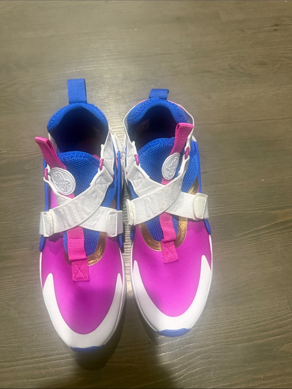 Nike Kids Slip-On Sneakers in Pink, Blue & White Rare Huaraches